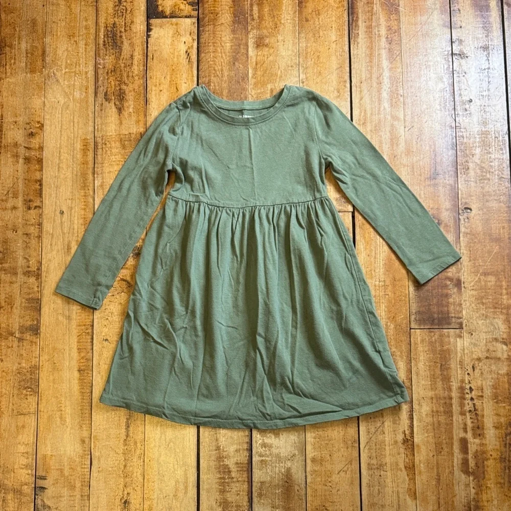 Old Navy long sleeve dress 4T army green cotton